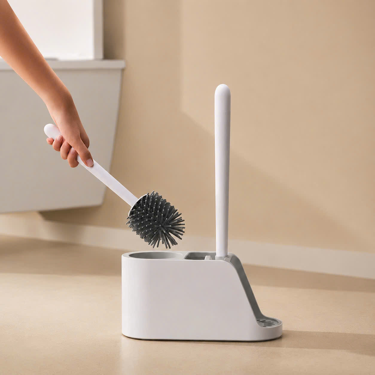 Dual Head Toilet Cleaning Brush Set